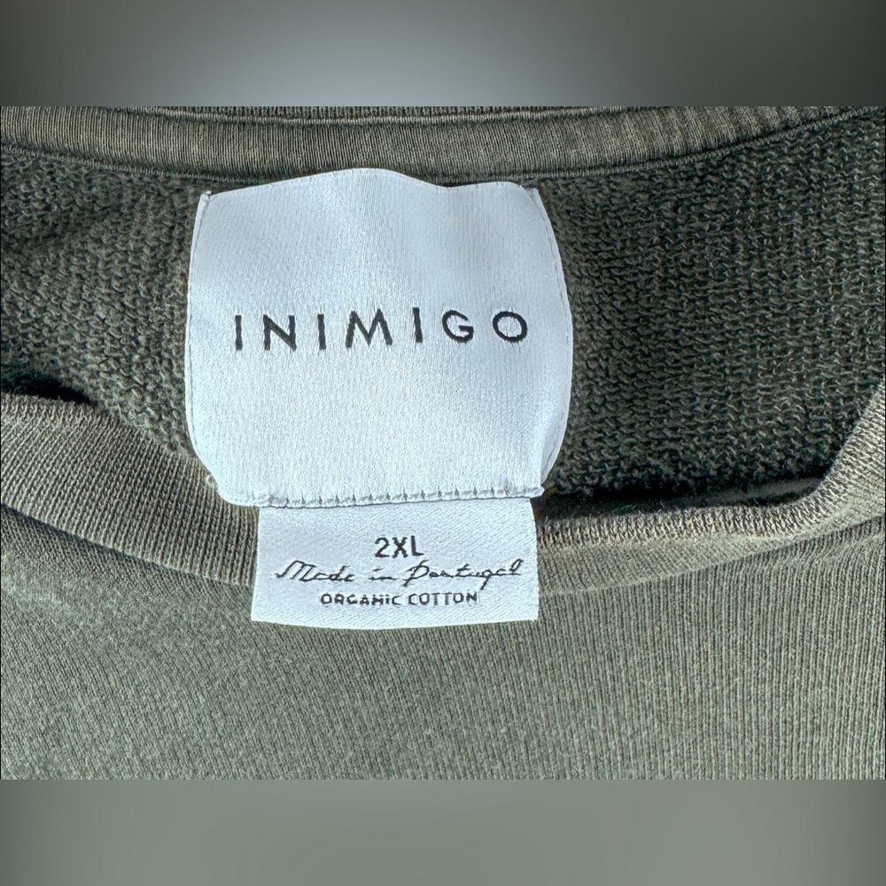 INIMIGO Organic Cotton Green Crewneck Sweatshirt Heart Patch 2XL EUC - Picture 4 of 4